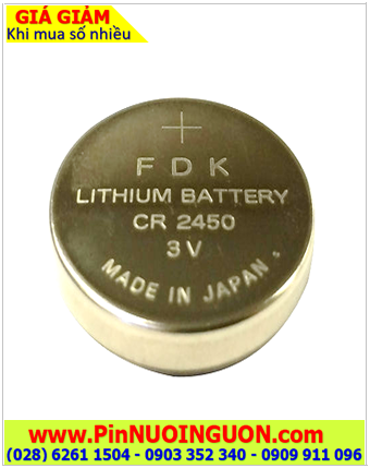 Sanyo FDK CR2450; Pin 3v lithium Sanyo FDK CR2450 chính hãng _Xuất xứ Indonesia |HẾT HÀNG